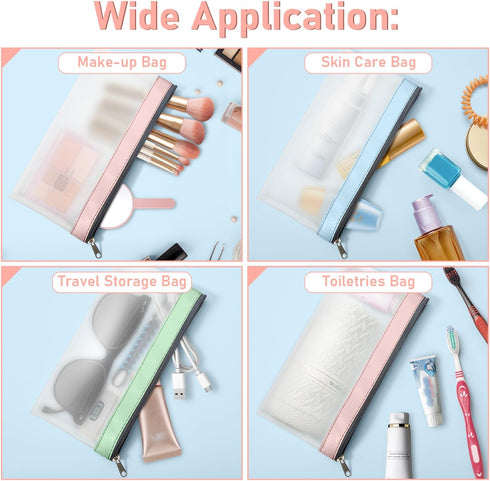 Clear Pencil Pouch-3 Pack, Zippered Clear Case for Kids, Makeup Pouch for Office School Supplies, Travel