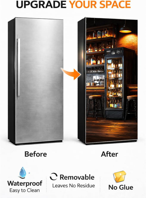 KKYEJLQYI 70.86 23.3 Inches, Self Adhesive Refrigerator Cover x Peel and Stick Fridge Door Sticker, Decorative