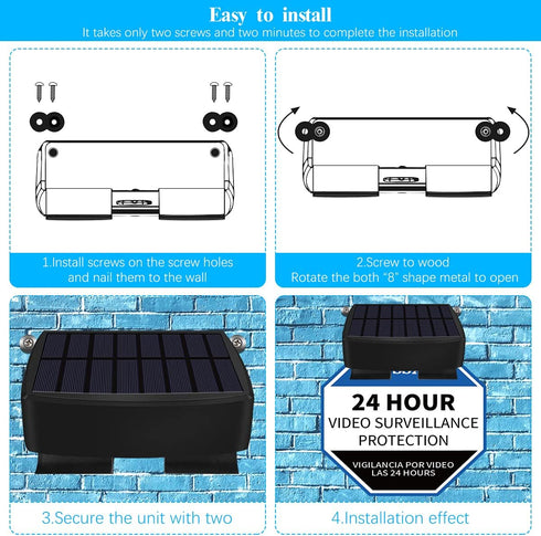 OOSSXX Solar Power Deck LED Light Clip-On Security Sign Spotlight (Max 14 Hours Working, Large Capacity Battery)