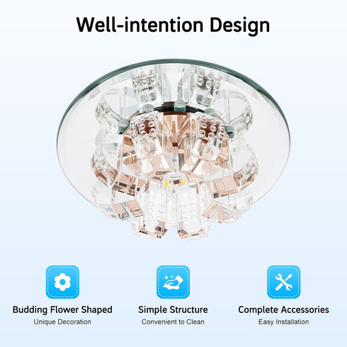 YUASDUU K9 Bulbs Modern Crystal Ceiling Lamps, LED Flush Mount Chandelier Blue-Warm White Pendant Lighting Fixture