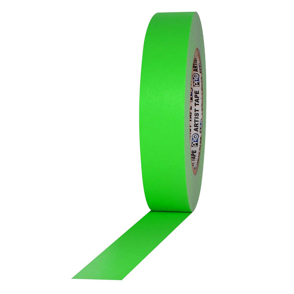 ProTapes Artist Tape Flatback Printable Paper Board Tape, 60 yds x 1" Width, Fluorescent Green (Pack of 1)