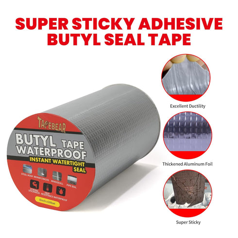 Butyl Tape Waterproof Sealing Tape 8inch x 16feet, Upgraded Aluminum Foil Tape for RV Repair, Awning, Window, Glass &
