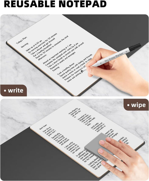 Small Dry Erase Board with Stand for Desk - Portable Reusable Desktop Notepad, 9.5 * 6.6in Memo White Board, Office