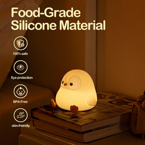 2 Dimmable, ATSUI Penguin Night Light, LED Squishy Novelty Animal Night Lamp, Food Grade Silicone, Level Nursery