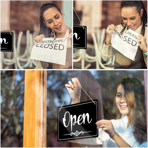 CARGEN Open Signs - Double Sided Open Closed Sign with Rope, Business Hours Hanging for Walls Window Shop Bar Hotel