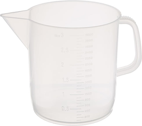 Globe Scientific 601159-1 Polypropylene Beaker with Handle, Molded Graduations, 3000mL Capacity