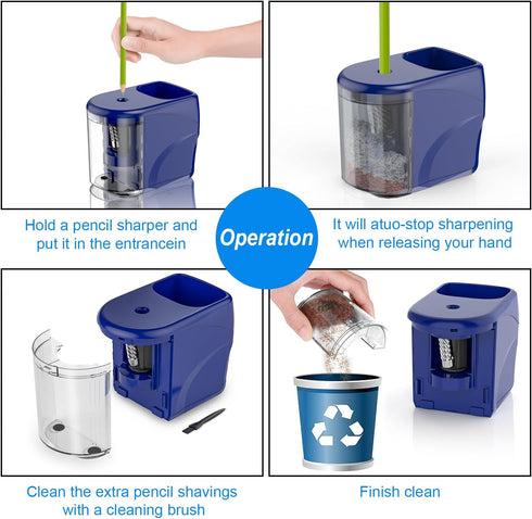 Heavy-Duty Electric Pencil Sharpener with Adapter/Battery Operated for No.2 Pencils (6-8mm) with Auto Stop & Brush
