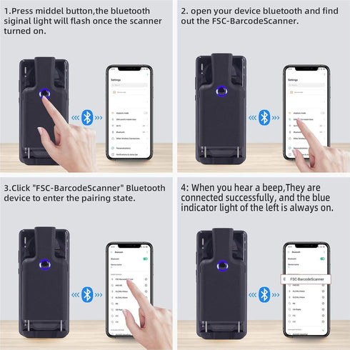 Bluetooth 2D Barcode Scanner, Symcode Portable Back Clip, 1D 2D QR Bar Code Reader, Automatically Wireless Connect