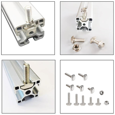 80Pcs Hammer Head T-Slot Drop-in Stud Sliding Bolt Screw Nut Assortment Kit for European Standard Aluminum Profile