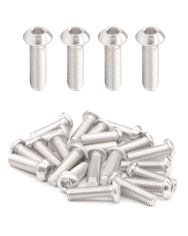 M6 x 1" Button Head Socket Cap Bolts Screws (25pcs), 18-8 Stainless Steel 304 Allen Hex Drive Machine Screw