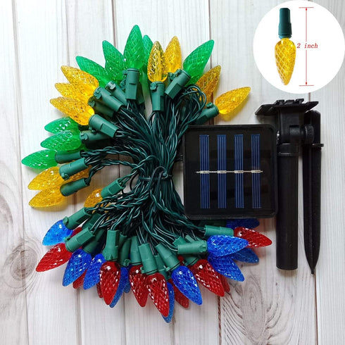 Huacenmy C6 50 8 Solar Christmas Lights Outdoor Strawberry String Lights, LED Christmas Fairy Lights LEDs Solar