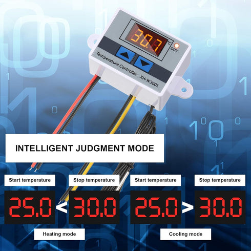 XH-W3001 Digital LED Temperature Controller Module, Programmable Thermostat Switch with Waterproof Probe (2 Pieces)
