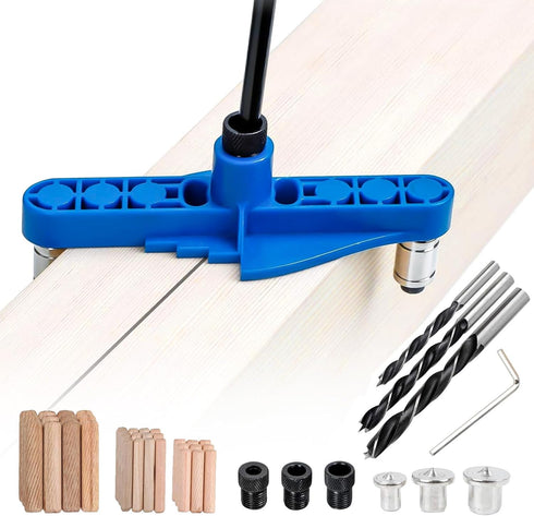 74 PCS Handheld Dowel Jig Kit, 2 in 1 Center Scriber Line Doweling Hole Jig for Woodworking