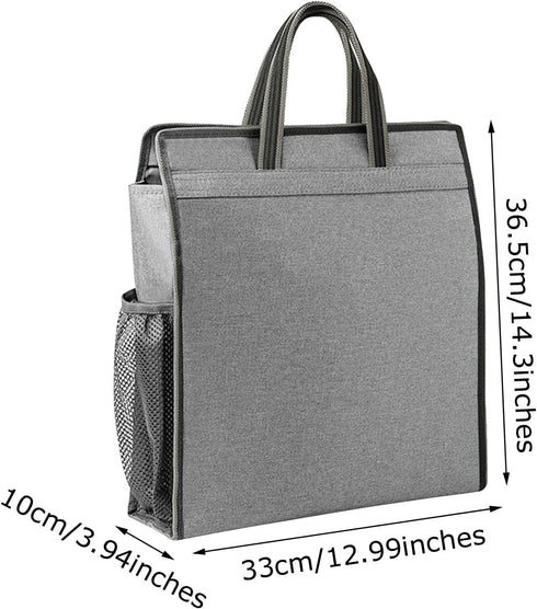 enyuwlcm Oxford Zippered Document Bag, File Tote Bag Pouch with Handle for Carrying Paper Files, 1 Pack (Gray)