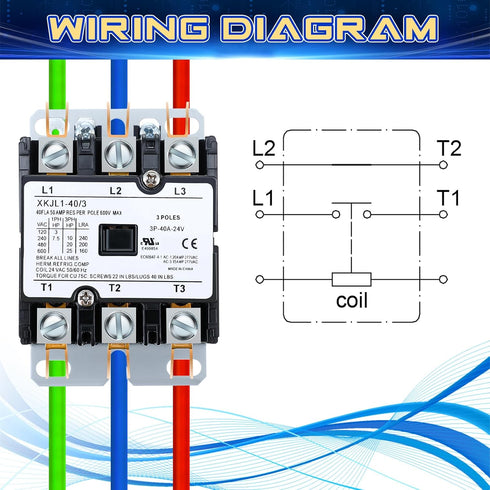 Dreyoo Carrier HVAC Motor Contactor, 3 Pole 40Amp Replacement Relays for Air Conditioner, Heat Pump, Refrigeration