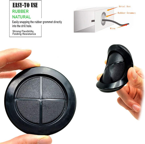 2 Inch Rubber Grommets for Wiring, 1-5/8 in ID, Double-Sided Plugs for Round Holes, 4 Pcs Automotive Wire Cable Grommets