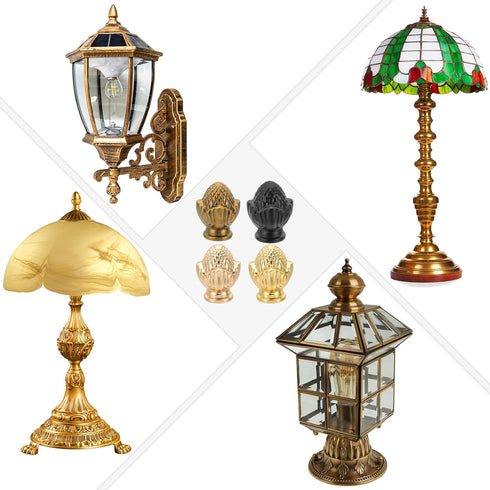 36 28mm 1 Set PATIKIL x Lamp Finials Caps Knob, Solid Lamp Shade Top Decoration Screw Cap Nuts with Brass Reducing