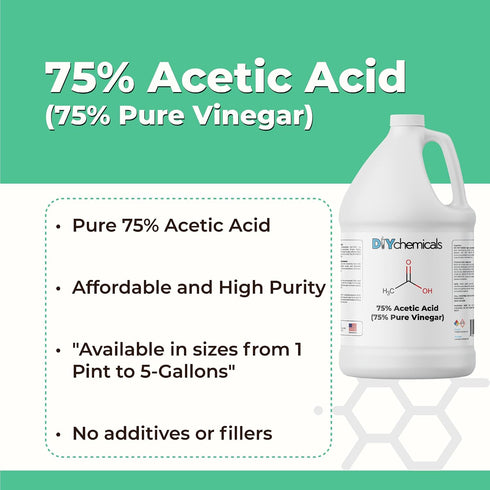 75% Half-Gallon(64 oz) Industrial-Grade Concentration Acetic Acid by DIY Chemicals Multipurpose Concentrated Vinegar