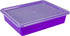 Storex Letter Size Flat Storage Tray – Organizer Bin with Non-Snap Lid, Violet, 5-Pack for Classroom, Office, Home