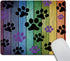 Smooffly Rustic Rainbow Woodgrain Black and Purple Dog Paw Gaming Mouse Pad, 9.5 X 7.9 Inch