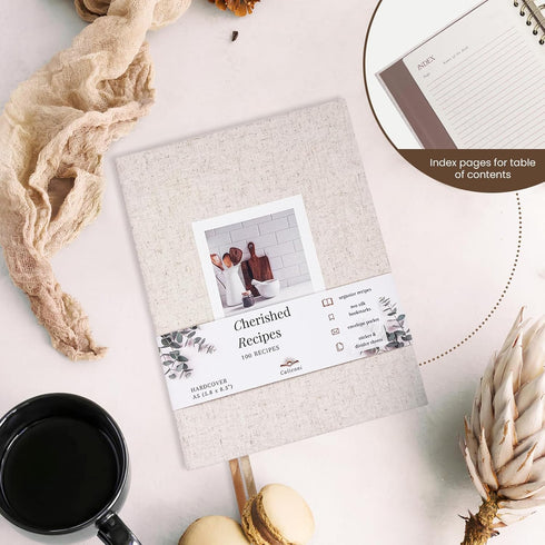 Blank Recipe Notebook: Linen Hardcover Cookbook to Organize Your Recipes, 200 Page Recipe Journal