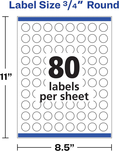 Avery Printable Round Labels with Sure Feed, 3/4" Diameter, Glossy Clear, 400 Customizable Labels