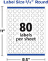 Avery Printable Round Labels with Sure Feed, 3/4" Diameter, Glossy Clear, 400 Customizable Labels