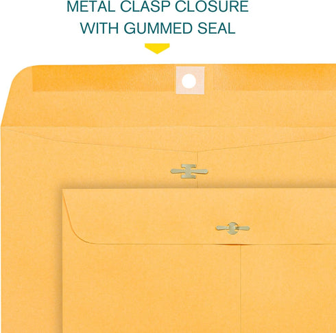 EnDoc 10 x 15 Clasp Envelopes, 10 Pack Brown Kraft Mailing Gummed Seal, 28lb Heavyweight for Home, Office
