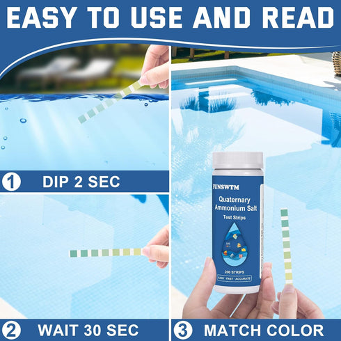 Quaternary Ammonium Test Strips: 200 Strips for Food Service Testing Range 0-500ppm Quat Test Strips