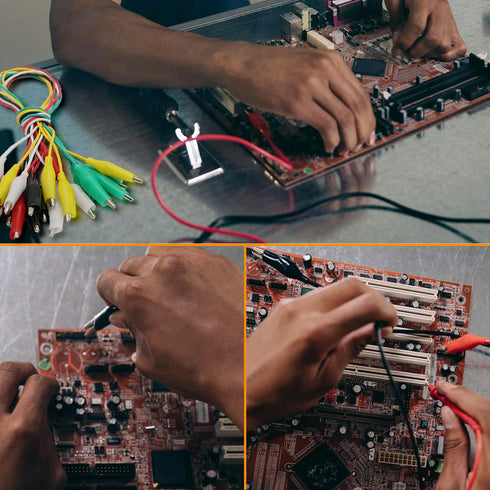 10PCS Electrical Alligator Clips, 5 Colors Test Leads with Probes, Crocodile Jumper Wires for Circuit Connection