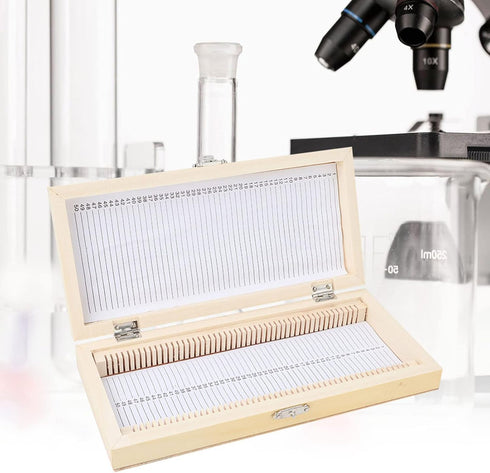 Microscope Slide Box, Large-Capacity Wooden Storage Box for Biological Slide Collection