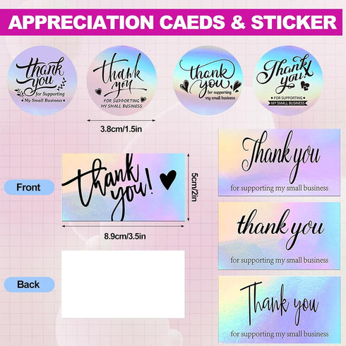 Xvvirnt 50 Pcs Holographic Bubble Mailers,Metallic Bubble Mailers With Thank You Cards and Stickers,Poly Padded