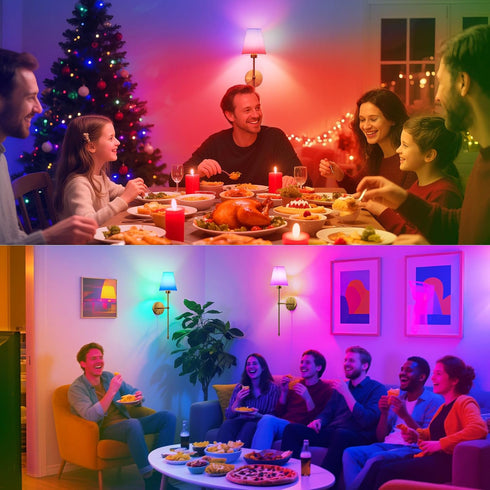 10000mAh 9 4 Bulbs, KIBTOY Battery Operated Wall Sconces, Rechargeable Wireless Wall Lights with Remote, RGB Colors