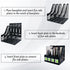 Magazine File Holder, Plastic 4 Compartments Desk Organizer for Office Storage, Vertical Binder Organizer (Black)