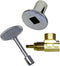 Dante Products Combo Pack with Angled 1/2-inch Gas Globe Valve, Chrome Floor Plate & 3-inch Key