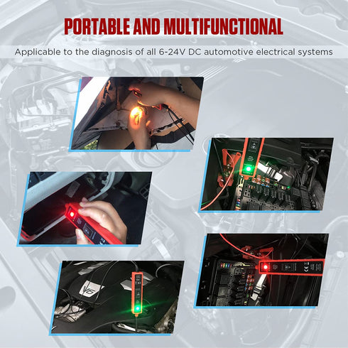 Power Circuit Probe Tester 6V-24V DC Test Light: Automotive Short Circuit Finder, 12 Volt Car Fuse Tester Tool