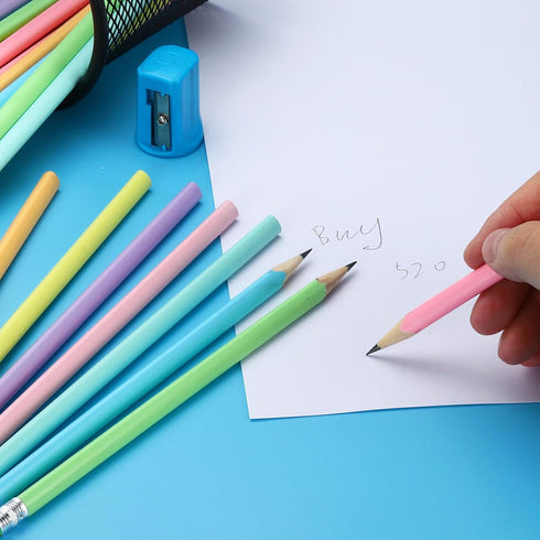 PATIKIL Round Pencils, 48 Pack HB Graphite Pencils with Eraser, Cute Wood Pencils for Classroom and Office Supplies