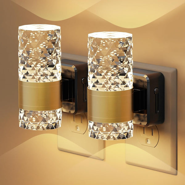 LED Night Lights Plug into Wall 2 Pack, Acrylic Nightlight with Dusk