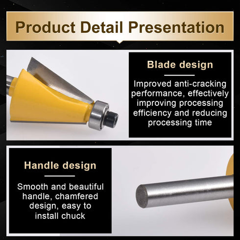 30 1/4 Inch (1/4" 30 KATUR Degree Chamfer and Bevel Edging Router Bit, Carbide Tipped Chamfer Router Bit with Shank