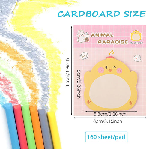 Cute Animal Sticky Notes, 8 Pack Kawaii Animal Self-Stick Notes Cartoon Markers Flags Cute Shapes Self-Stick Memo Pads Students Home Office Roommates Gifts Tab Supplies 160 Sheets