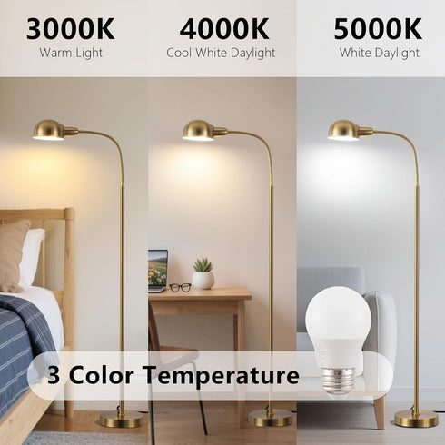 Adjustable Floor Reading Lamp Standing Lamps with Remote Control Gooseneck and Rotatable Shade, Modern for Living Room