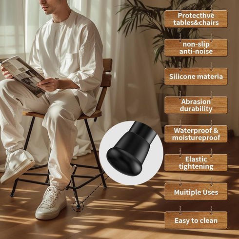 0.75 Inch 8 Heavy Duty Rubber Chair Leg Caps - PCS Non-Slip Furniture Floor Protectors with Metal Inserts for Wood