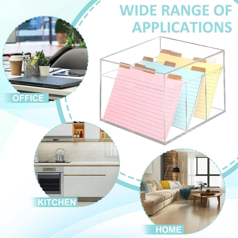DLUGOPIS 4x6 5 150 Index Card Holder Acrylic Index Card Organizer Clear Index Card Box Flash Card Holder with Index