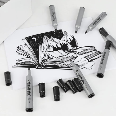 Dabo&Shobo 72 Pack Permanent Markers, Chisel Point, Quick Drying Ink, Black Permanent Markers for Doodling, Marking