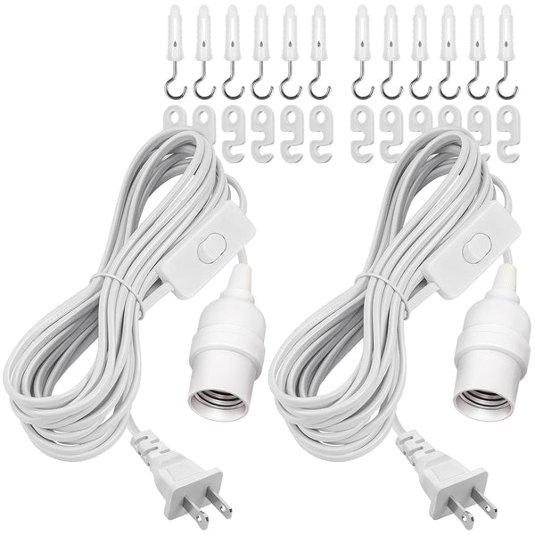 DiCUNO Hanging Lantern Extension Cord Cable, E26 Pendant Light Socket On Off
