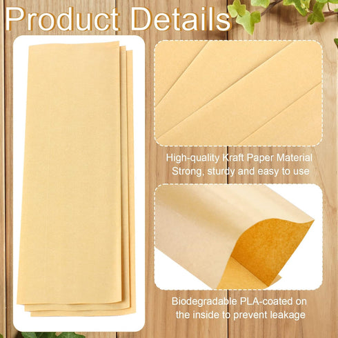 200 Pcs Kraft Paper Bags, Kraft Churro Bags, Grease Resistant Silverware Sleeves for Utensils, Cutlery, Cookies,