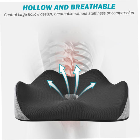 Meyrwoy Seat Cushion Cover Memory Foam with Hole Office Chair Cushion Pressure Relief Orthopedic Seat Cushion Washable