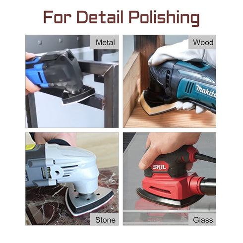 50 Pcs 120 Grit Triangle Sanding Pads, 3-1/2 Inches Hook and Loop Sandpaper for Oscillating Multitool, Detail Sander