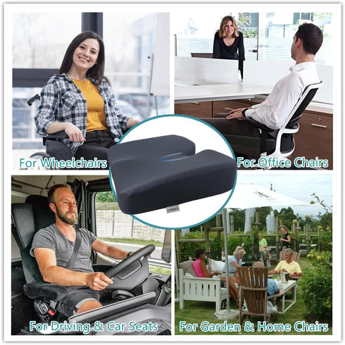 Memory Foam Seat Cushions Coccyx Pad Thicken Widen Strong Support and Comfort for Office Chairs, Car Seat, Dining