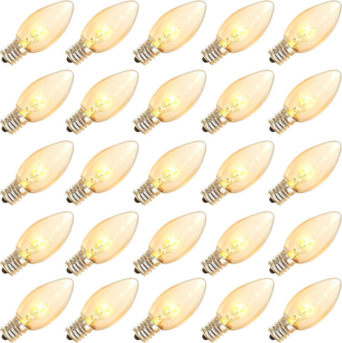 Abeja 25 Pack C9 Incandescent Replacement Bulb C9 Christmas Light Bulb for